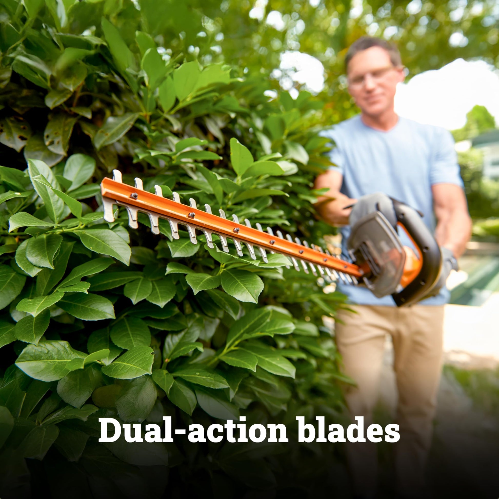 WORX 22" Cordless Hedge Trimmer, Electric Hedge Trimmer with Dual-Action Blades, Lightweight Bush