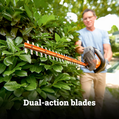 WORX 22" Cordless Hedge Trimmer, Electric Hedge Trimmer with Dual-Action Blades, Lightweight Bush