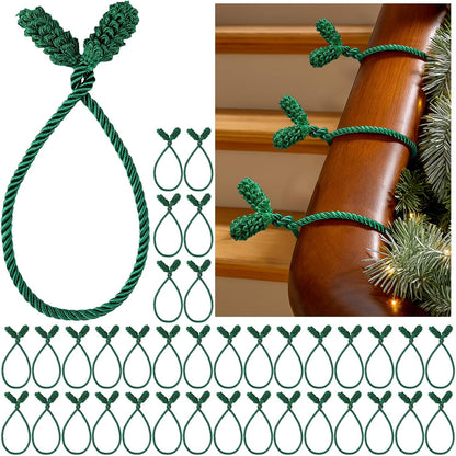 Shappy 36 Pieces Christmas Garland Banister Ties Christmas Decorative Reusable and Flexible Twist Ties for Garland, Banister Home Decoration (Green)