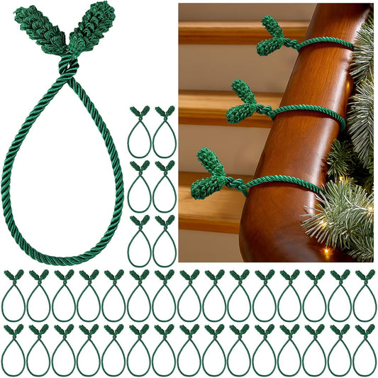Shappy 36 Pieces Christmas Garland Banister Ties Christmas Decorative Reusable and Flexible Twist Ties for Garland, Banister Home Decoration (Green)