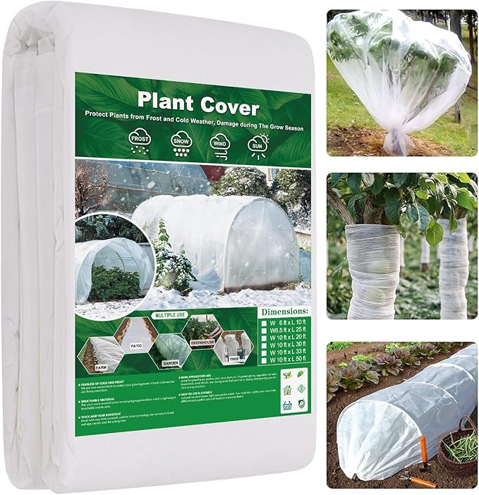 Plant Covers Freeze Protection 10 ft x 33 ft Fabric Frost Cloths for Outdoor Plants 1oz/yd² Floating Row Plant Blankets for Winter Frost Sun Protection