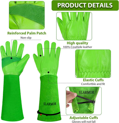 Long Gardening-Gloves Women/Men-Thorn proof Rose Pruning Heavy Duty Gauntlet-L