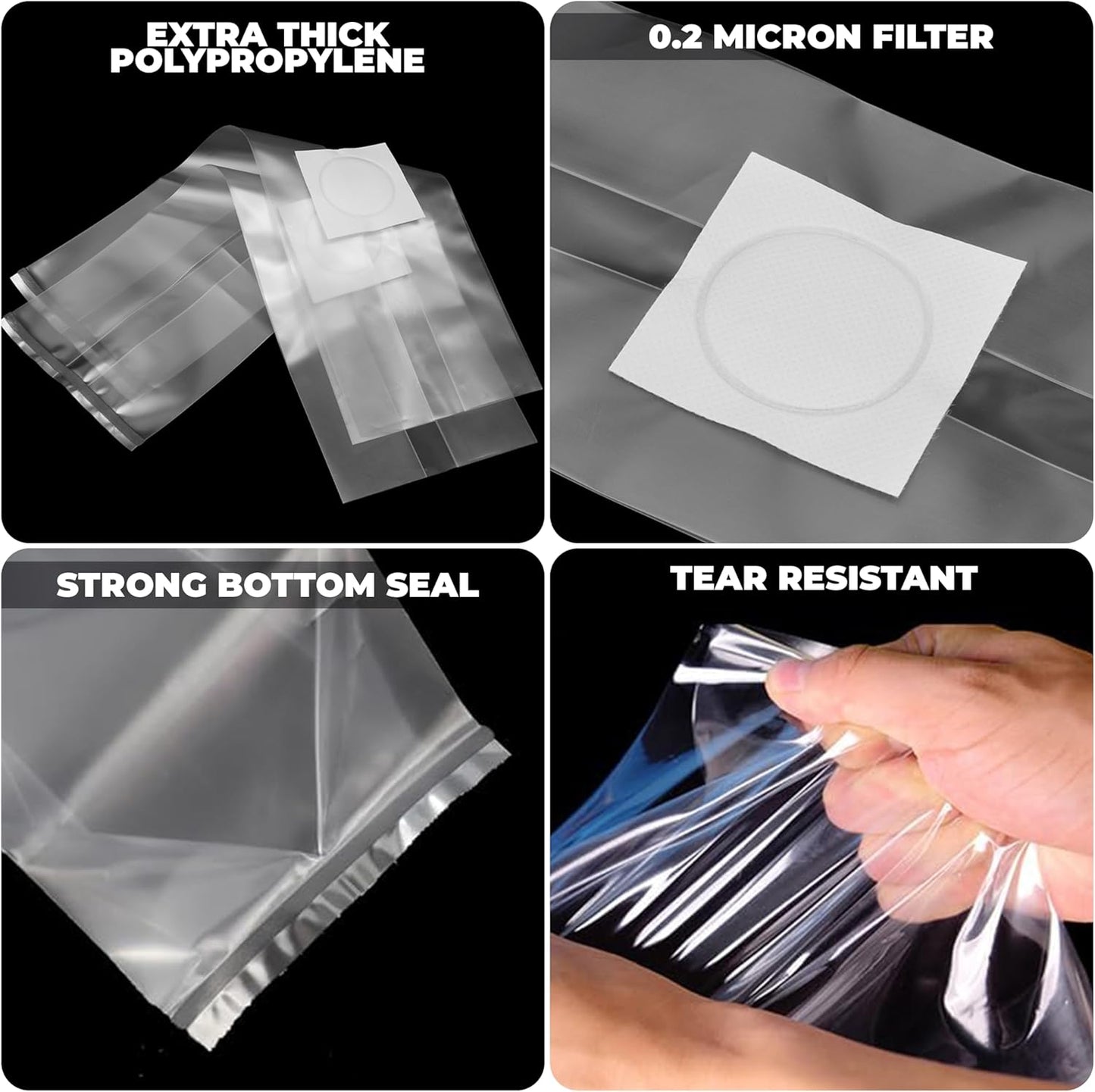 60 Packs Mushroom Grow Bags 8"x5"x20", Durable Mushroom Spawn Bags with 0.5 Micron Filter Patch, Large Growing Bags for Substrates, Tear & Heat Resistant up to 338°F