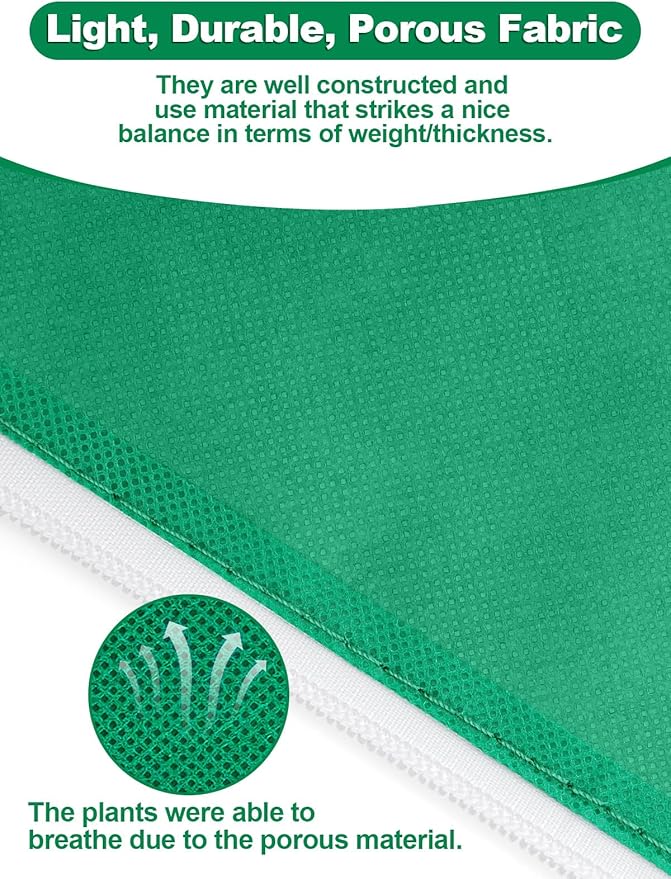Abimars Thicker Plant Covers Freeze Protection Jacket 2.36 oz/yd², 3.2'x3.2' Reusable Winter Plant Covers with Drawstring & Zipper, 2 Pack Light, Porous Fabric for Plant Breathing