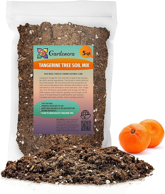 Gardenera's Tangerine Tree Planting Mix : The Perfect Soil Formula for Thriving, Healthy Citrus Fruits! - 5 Quart