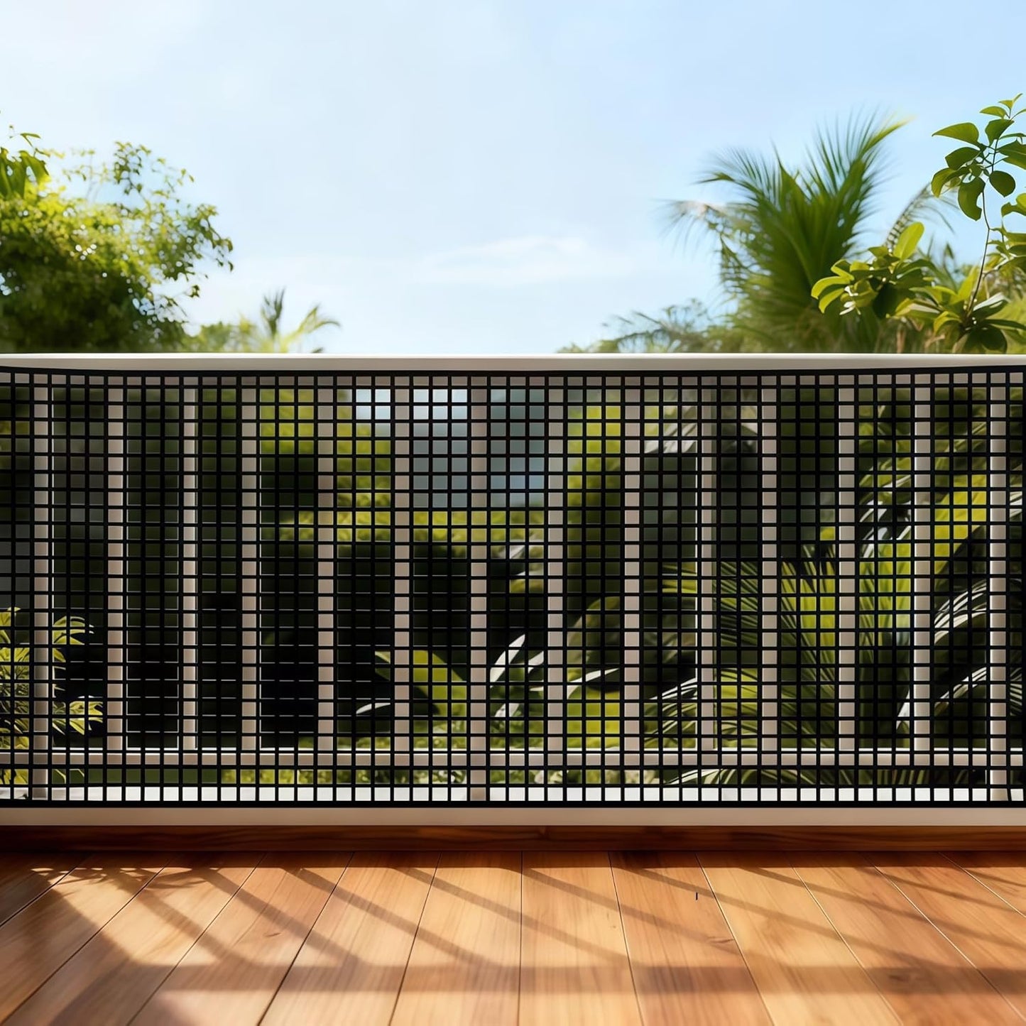 PotatoLife Plastic Wire Mesh Fence, Balcony Fence for Baby and Pets, Safety Fence, Stair Protector, Poultry, Garden, Tree Support, Durable Material, Free Zip Ties (Black, 15.7'' x 40')