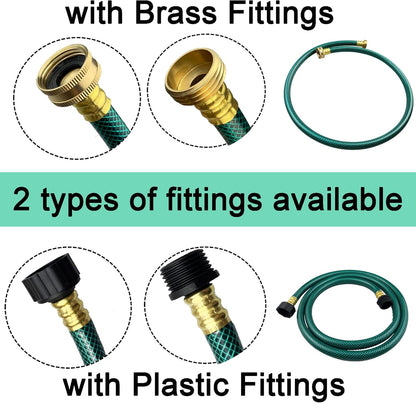 PVC Garden Hose 1/2 Inch, Flexible Water Hose with Male and Female Fittings, No Leaking, Heavy Duty, for Household, Outdoors, Lawns, Patio (1 FT, Green, Plastic Fittings)