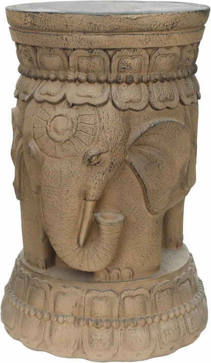 ZOEJADE Maharajah Elephant Lotus Statue Resin Stool Majestic Pedestal Sculpture Antique Buddha Collectibles Outdoor Garden Table Stand Holder for Home Courtyard Lawn Patio Decor Indoor Good Luck