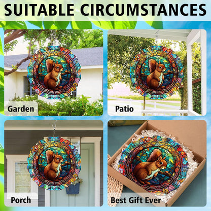 Squirrel Yard and Garden Wind Spinner, Unique 3D Hanging Squirrel Wind Spinner