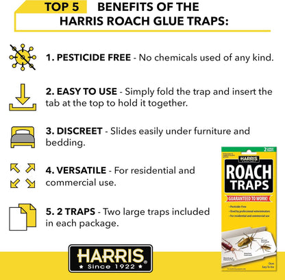 Harris Roach Glue Traps, Non Toxic (10-Pack)