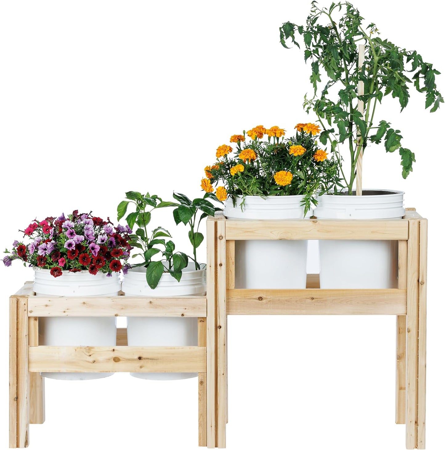 Greenes Fence Two-Tiers Four Bucket Elevated Cedar Wood Garden Frame, 54 in. x 16 in. x 30 in. - Made in USA with North American Cedar