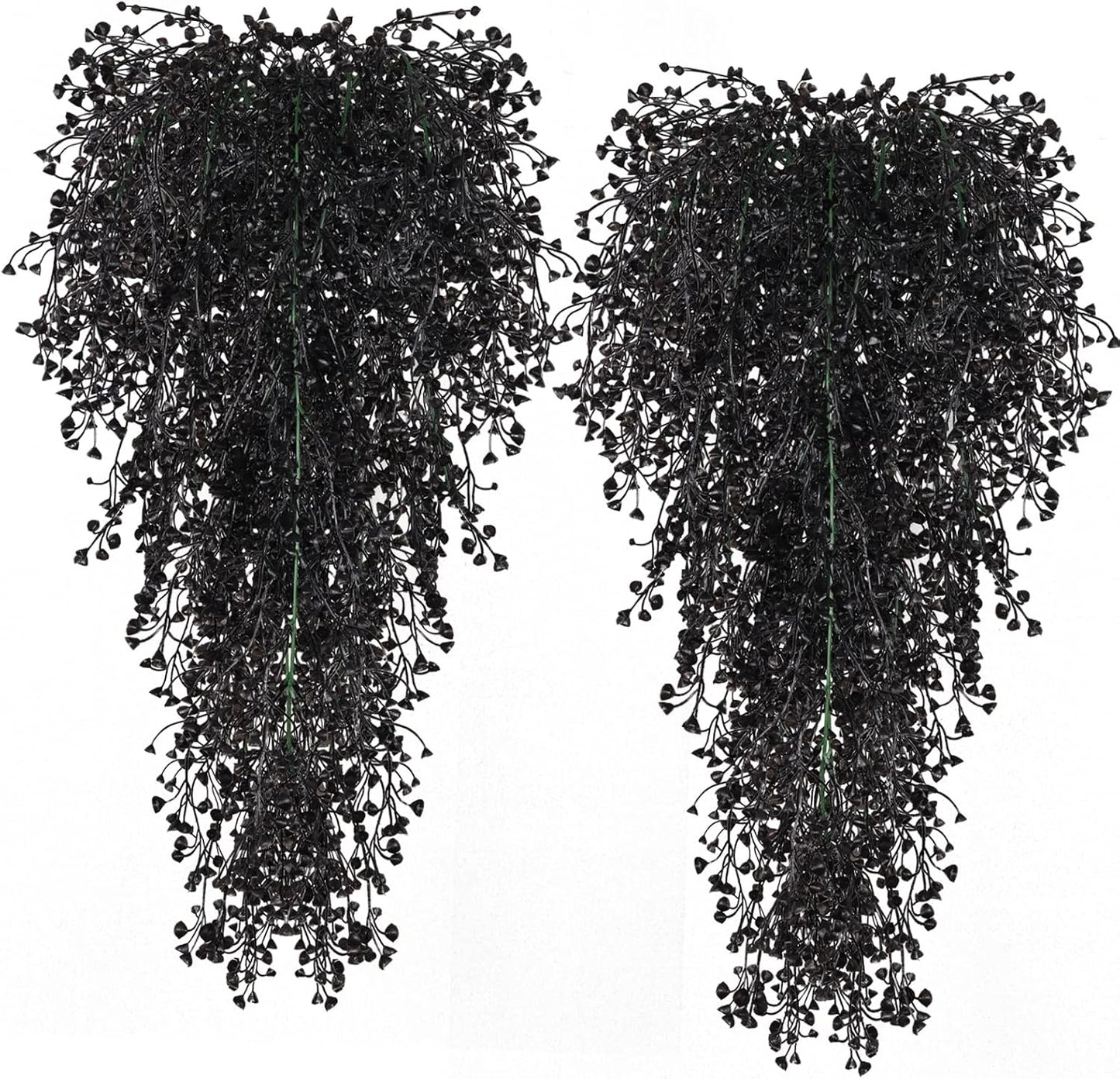 RECUTMS Artificial Hanging Plants Indoor 4 Pcs Artificial Ferns Plants Large Faux Hanging Plant Wall Plants Fake Ivy Room Fall Home Garden Wedding Halloween Party Indoor Outdoor Decor(Black)