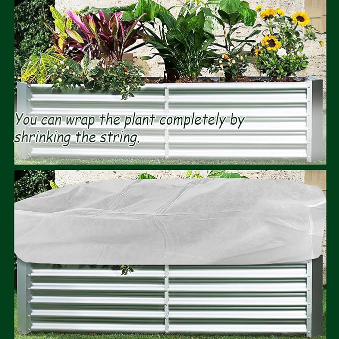 Rectangular Plant Cover Frost Big Size for 4×3×1FT Non Woven Fabric Garden Bed Cover with Zip Drawstring for Winter Cover Protection，Raised Beds Protect Plant Vegetable from Winter Frost