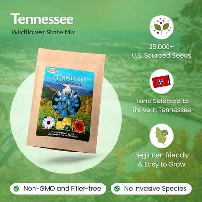 Created By Nature Tennessee Wildflower Seed Mix, 18 Flower Varieties, 35,000 Seeds