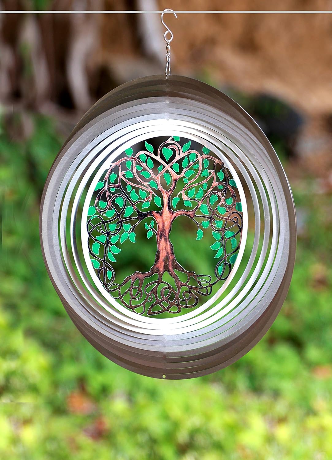 ISEO Tree of Life Wind Spinner for Yard and Garden, Hanging Outdoor Decor, Yard Art, Porch and Patio Decorations, Metal Wind Spinners Outdoor, Weather Resistant, 6.5”