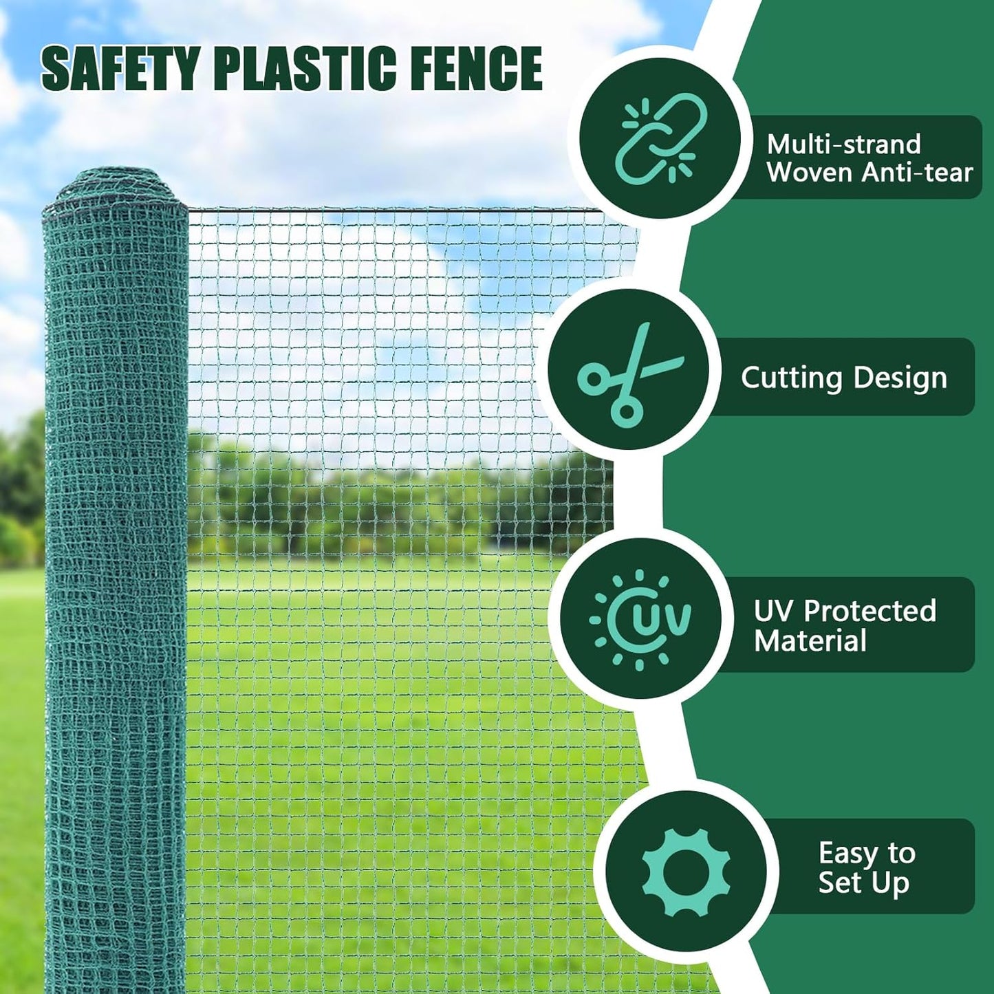 SUNYRISY Garden Mesh Fence Temporary Safety Fencing, 40in x 164ft Snow Fence with Steel Stakes, Reusable Nylon Animal Barrier Fencing Netting for Construction Backyard Dogs Poultry Deer