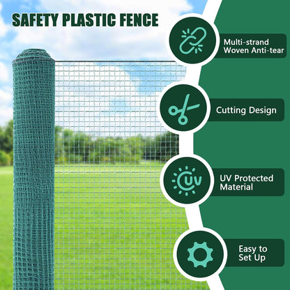 SUNYRISY Garden Mesh Fence Temporary Safety Fencing, 40in x 164ft Snow Fence with Steel Stakes, Reusable Nylon Animal Barrier Fencing Netting for Construction Backyard Dogs Poultry Deer