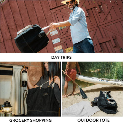 Barebones Neelum Large Waxed Canvas Tote Bags - Heavy Duty Canvas Bag and Reusable Grocery Bag
