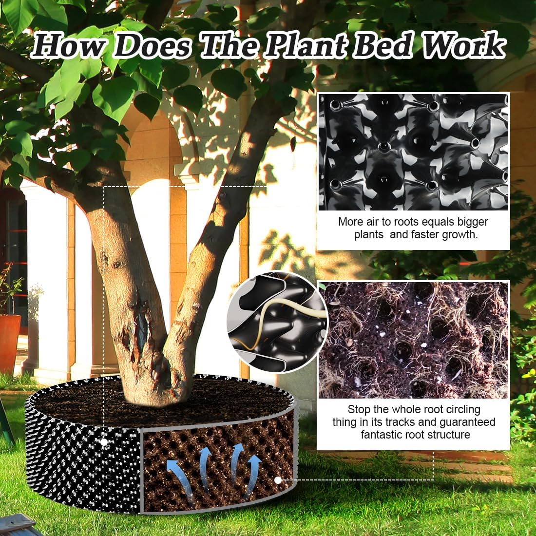 60 Gallon Air Pruning Container New Plastic Nursery Pot Fruit Vegetable Garden self-Planting Grow beds, Size 17"x10", 8 Pcs, Black