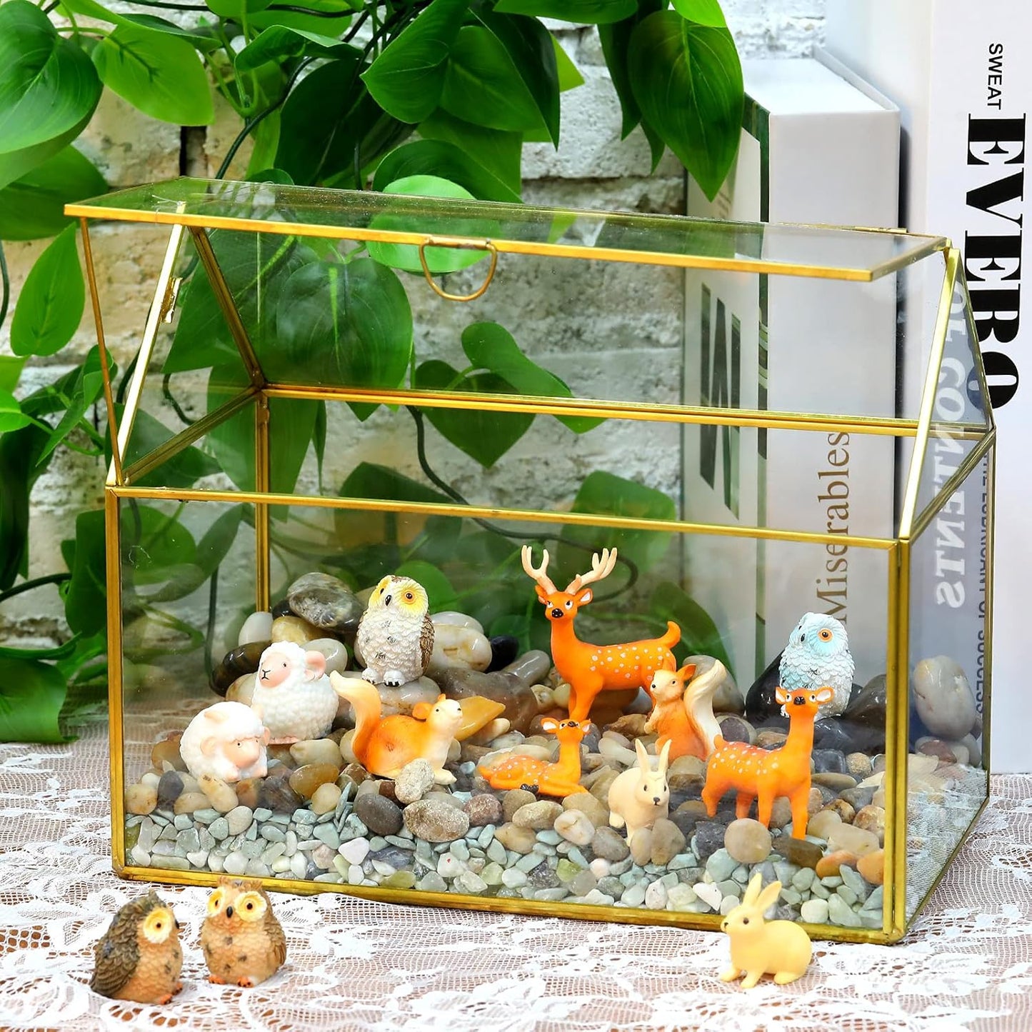 Skylety 12 Pcs Miniature Fairy House Garden Animals Fairy House Figurines Kit Mini Forest Animals Figures Tiny Resin Garden Accessories for Kids Craft Modeling Decor Micro Landscape