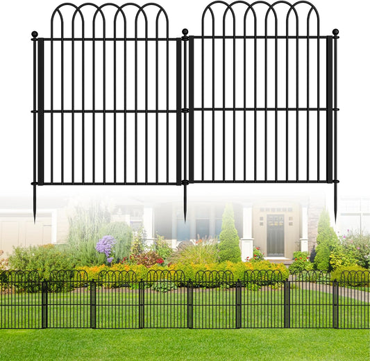 Decorative Garden Fence 17in x11.25ft,10 Pack Rustproof Metal No Dig Fence Animal Barrier for Dog, Arched Flower Bed Edging Ornamental Wire Border Panel Fencing for Yard Patio Outdoor Decor