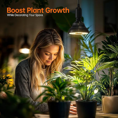 Bstrip Hanging Grow Light for Indoor Plants Full Spectrum, Black Plant Bulb with Optical Lens for Enhanced PPFD, Pendant Grow Light with Timer, 16.4 FT Power Cord, Perfect for Tall Plants and Flowers