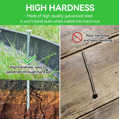 8 Inch Heavy Duty Landscape Stakes with Gasket Caps - 200 Sets Galvanized Spiral Garden Spikes Kit for Securing Weed Barrier Fabric, Artificial Turf, Tent and More