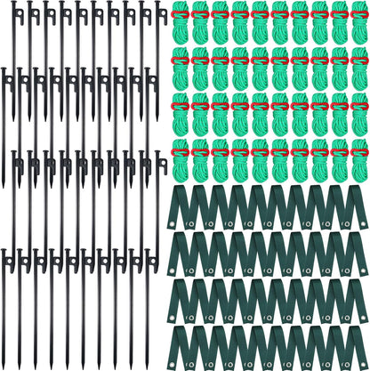 Suzile 120 Pcs Tree Stake Kit, Heavy Duty Tree Staking and Supports for Leaning Trees Include 11. 8'' Steel Stakes 15. 8'' Support Straps 13. 12 ft Ropes for Anchoring Hurricane Protection (Green)