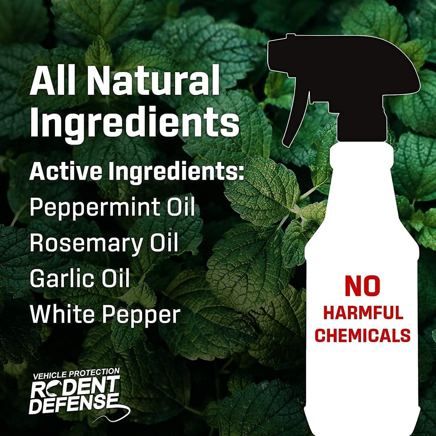 Exterminators Choice Vehicle Defense Spray for Cars & Trucks - 32 oz - Anti-Squirrel Peppermint & Garlic Formula - Repels Mice & Rats - Safe for Kids & Pets