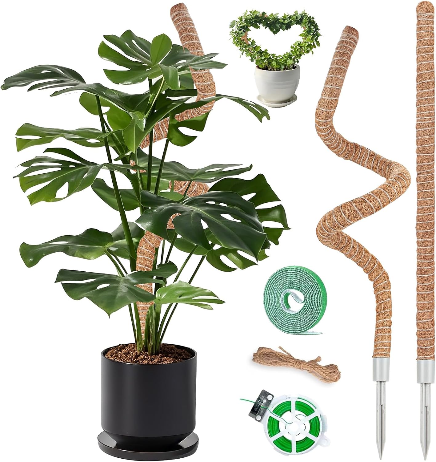 2 Pack Moss Pole, 28 Inch Monstera Plant Support, Moss Poles for Climbing Indoor Plants, Handmade Coco Coir Plant Support Stakes for Potted Plants, Pothos, Philodendron