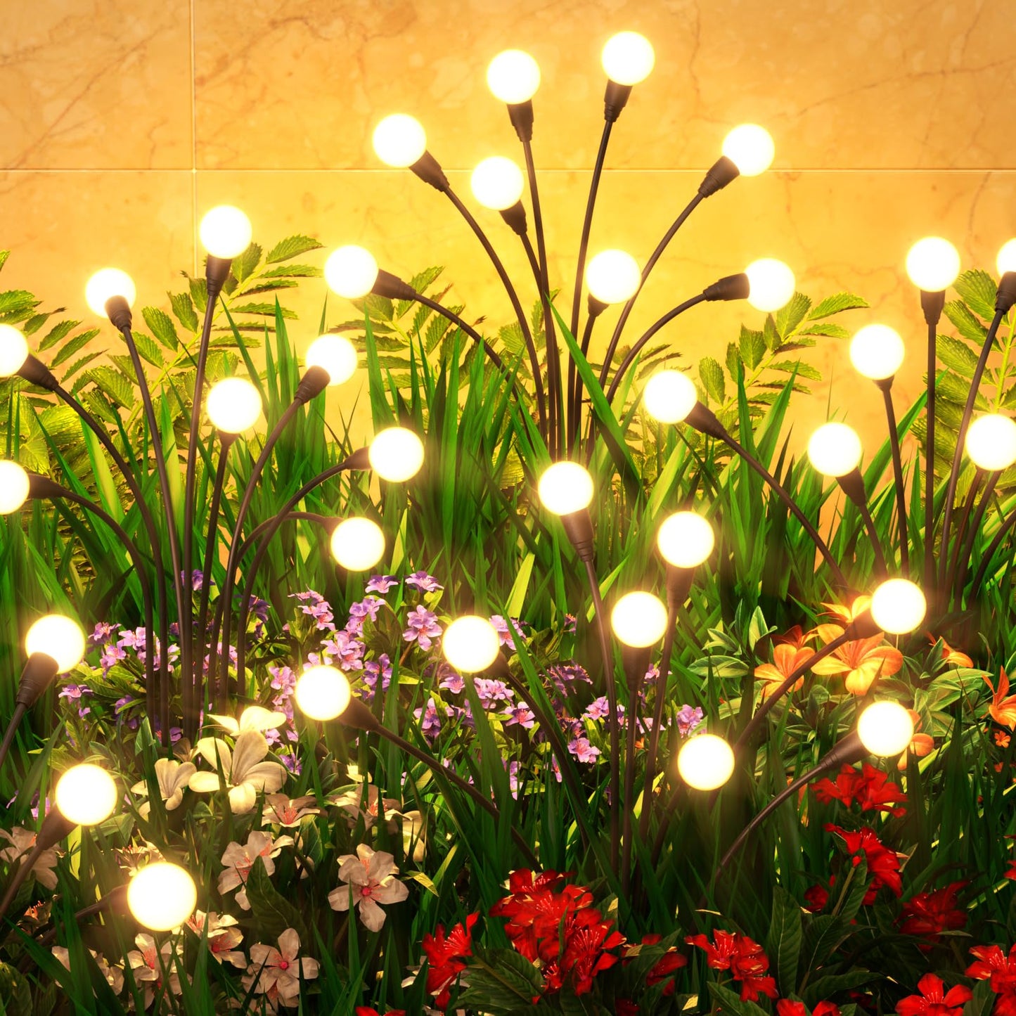 Cnuoky 6 Pack Solar Garden Lights 48 LED, Solar Lights Outdoor Waterproof IP65, Decorative Garden