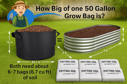 Gardzen 2-Pack 50 Gallon Grow Bags, Aeration Fabric Pots with Handles, Pot for Plants