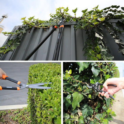 E&K Sunrise Set of 3 Pieces Garden Tree Tools for Lawn & Garden Care Garden Kit with Lopper, Hedge Shears and Pruner Shears, Tree & Shrub Care Kit