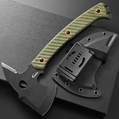 C1342 Camping Axes,DC53 Steel Blade Micarta Handle Chopping Axe Bushcraft Camping Axes Survival Hatchet Full Tang Axe for Hiking Hunting Camping Splitting Chopping Wood(Green)