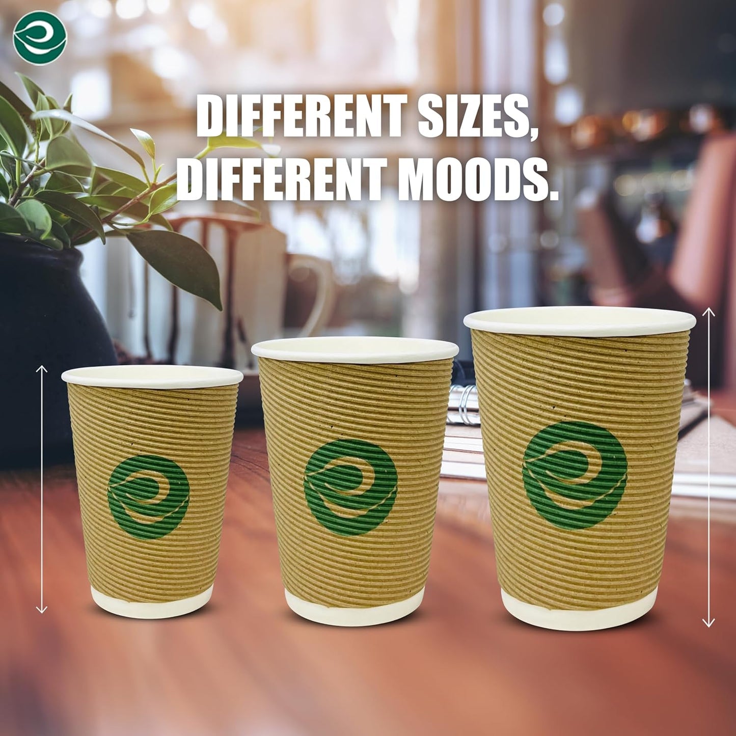 ECO SOUL 12oz Compostable Ripple Cups (100 Pack) – Biodegradable Paper Cups, Non-Toxic Disposable Cups for Hot Drinks, To-Go Coffee Cups, Eco-Friendly & Ripple Paper Cups