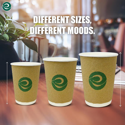 ECO SOUL 12oz Compostable Ripple Cups (100 Pack) – Biodegradable Paper Cups, Non-Toxic Disposable Cups for Hot Drinks, To-Go Coffee Cups, Eco-Friendly & Ripple Paper Cups