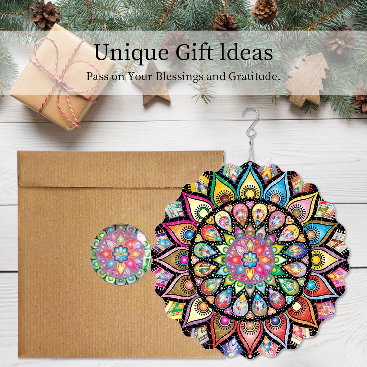 Mandala Wind Spinner 3D Frosted Wind Spinners Hanging for Yard and Garden Wind Sculptures,10" Hanging Wind Spinner Made of Tough Steel Plate