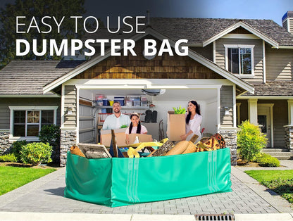 TidyFriend Dumpster Bag, Reusable Yard Waste Bags, Foldable Yard Waste Container, Trash Bag for Trash Management, Multiple Times Use During Renovations, Can Hold Up to 3,500 lbs