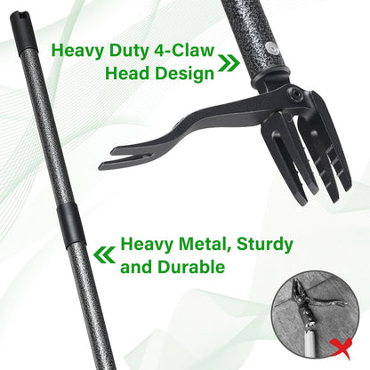 Weed Puller Tool, 61" Stand Up Heavy Duty Gardening Hand Weeder Tools with 4 Claw Steel for Dandelion, Horseweed, Thistle, Remove Weeds Without Bending, Kneeling, Pulling