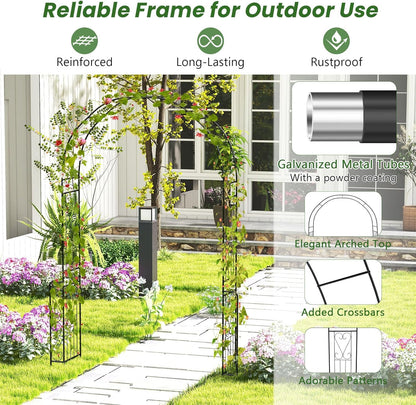 Giantex Garden Arch Trellis - 7.9 ft Metal Arbor Pergola for Climbing Plants Rose Clematis Vines, Wedding Archway Arbour for Party Ceremony Backdrop Stand Outdoor Garden Yard Lawn Decoration