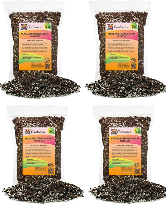 Gardenera House Plant and Tropical Plant Potting Soil - Re-Potting Soil for All Types of Indoor House Plants - 20 Quart