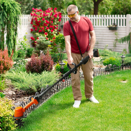 24V Cordless Tiller Cultivator, 4-Inch Tilling Width and Depth, Handheld with Extension Rod, 235 RPM Electric Garden Tiller, Lightweight 1.2kg Body, 2 × 1.5Ah Batteries & Charger (24V - Orange)