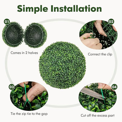 Goplus 2 PCS 20 Inch Artificial Plant Topiary Ball, Round Faux Boxwood Balls Outdoor, Fake Plant Sphere for Front Door, Porch, Backyard, Balcony, Patio, Garden, Wedding and Home Décor