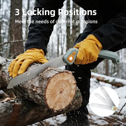 PrunePro Folding Saw Pruning Hand Saw for Wood Cutting with Triple-Cut SK5 Blade Camping Saw for Tree Trimming Gardening Work Foldable Saws
