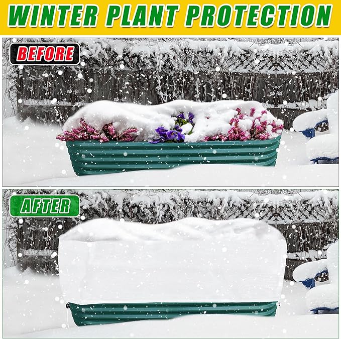 2 Pack Plant Covers Freeze Protection for Raised Garden Beds, Rectangular Winter Plant Frost Cloth with Insulated Liner and Drawstring, Garden Bed Frost Protection Blanket for Winter Outdoor Plants