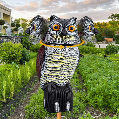 Fake Owl Decoys to Scare Birds Away, Waterproof 360° Rotating Head Hawks & Squirrel Deterrent, Patio Decoration Pest Control, Garden Owl Decoy for Outdoor Yard Patio Pools