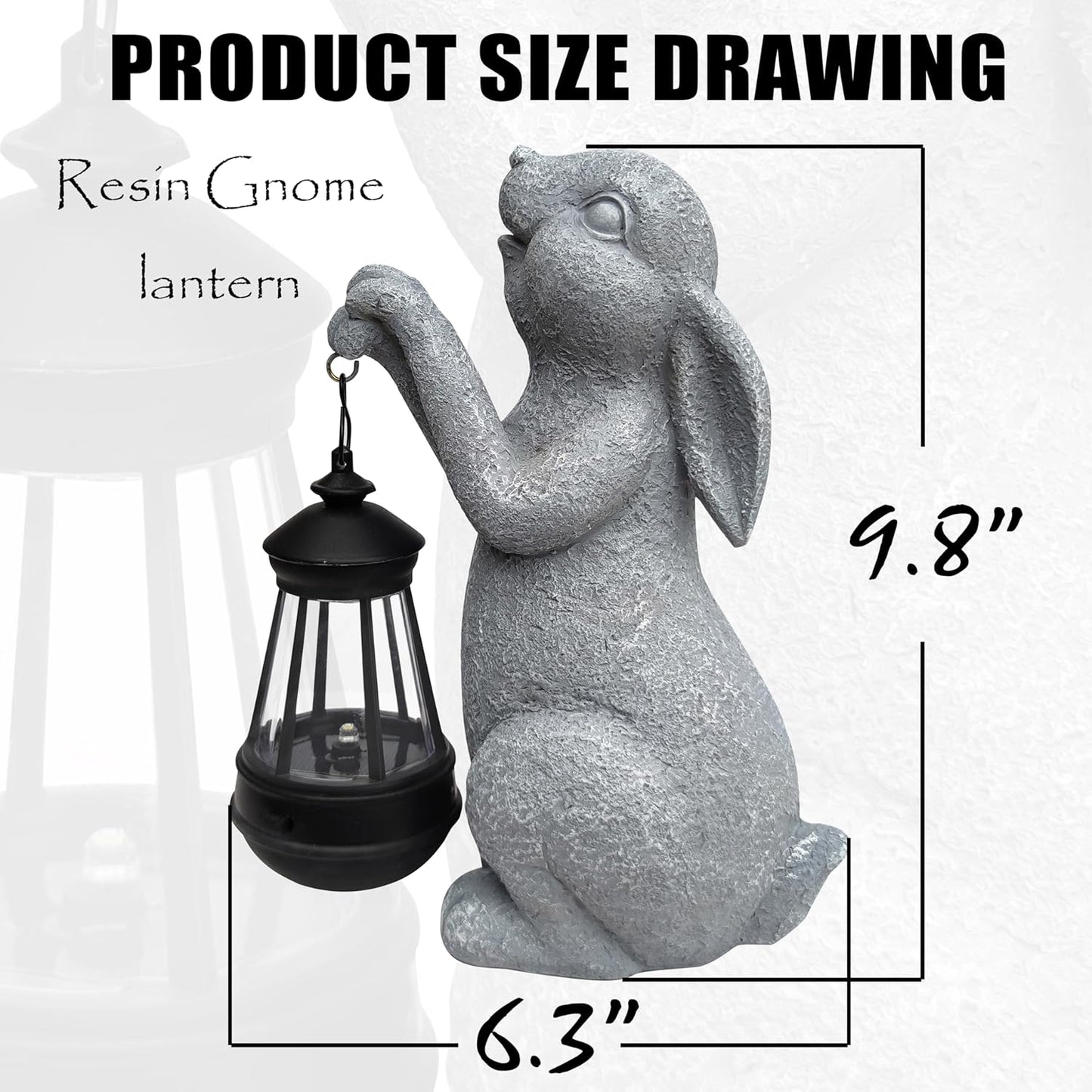 Rabbit Solar Garden Statues,Resin Rabbit Figurine Decorations with Solar Lights Lantern, Outdoor Figurines Lawn Garden Statue Decor Art for Lawn,Yard, Balcony Ornament.