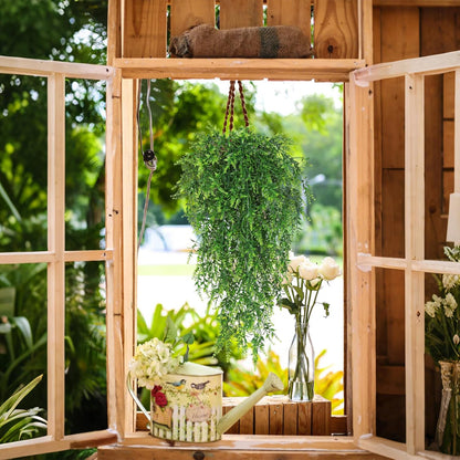 SJL Fake Lavender Vine Plant Artificial Hanging Wall Large Long Plants 4 Pack Faux Ivy Plastic Hanging Greenery Leaves UV Resistant Real Touch Decor for Indoor Outdoor Home Party (Green)