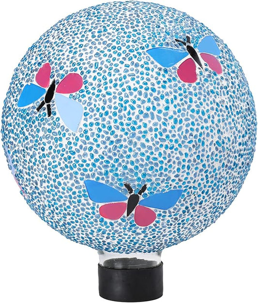 VCUTEKA Gazing Ball, 8" Glass Gazing Balls Sphere for Garden Lawn Outdoor Ornament Yard Decorative, Butterfly