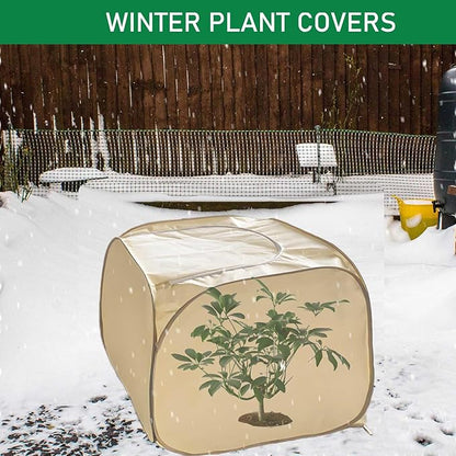 2 Pack Pop Up Plant Freeze Protection Covers, Shrub Frost Covers Outdoor Plant Protectors Frost Cloth Covers for Winter Protecting Fruit Potted and Shrub from Freezing Animals Eating(2 Pack 23x23x23")